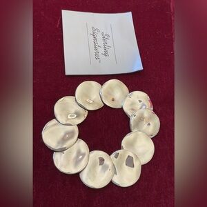 New Sterling Silver Hammered Circles Bracelet .925